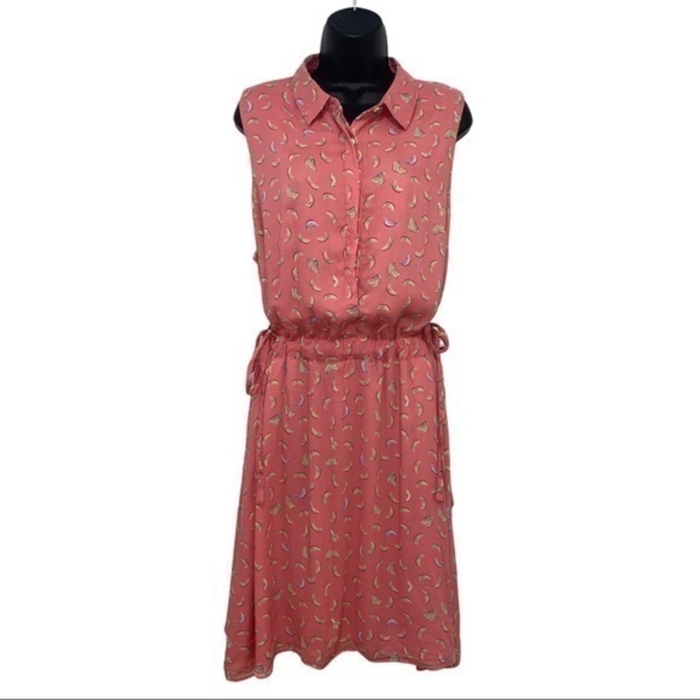 The Savile Row Company Sleeveless Pink Banana Dress with Belted Waist Size 18